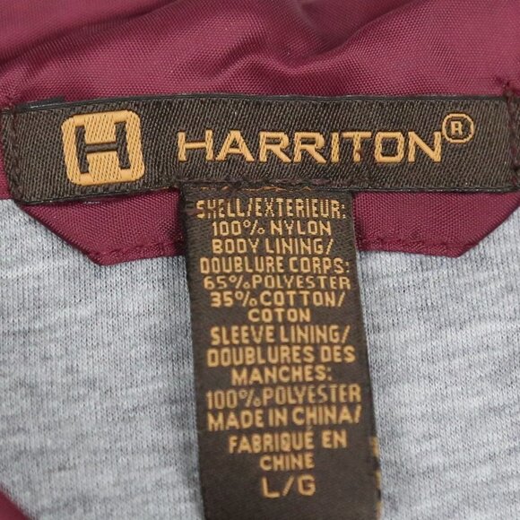 HARRITON Men's Raspberry Burgundy Red Button Down Lightweight Jacket Size Large - Picture 3 of 8